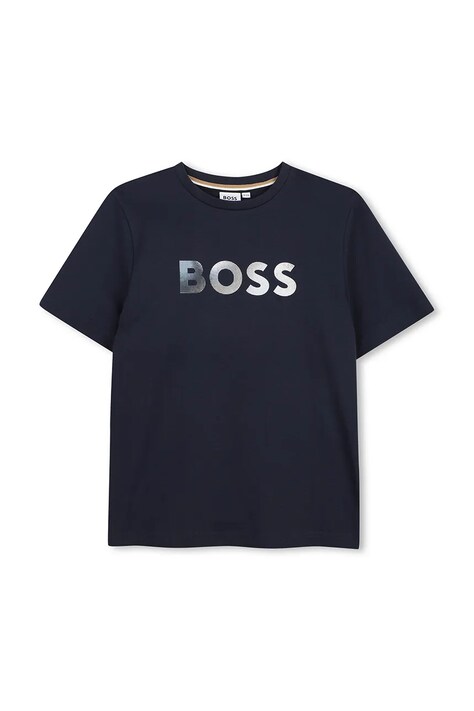 BOSS t-shirt bawełniany dziecięcy kolor granatowy z nadrukiem J52983
