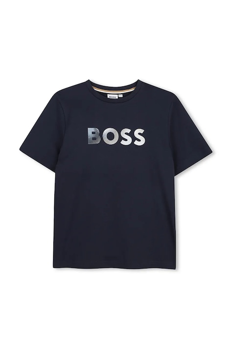 BOSS t-shirt bawełniany dziecięcy kolor granatowy z nadrukiem J52983