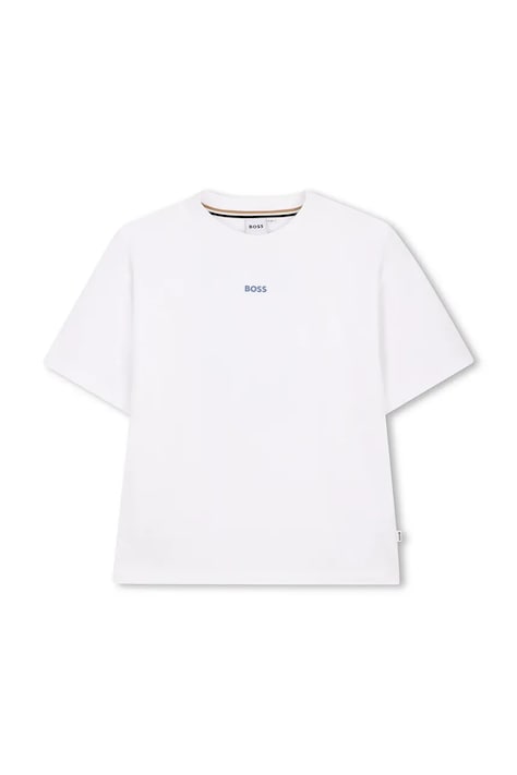 BOSS t-shirt bawełniany dziecięcy kolor biały z nadrukiem J52987
