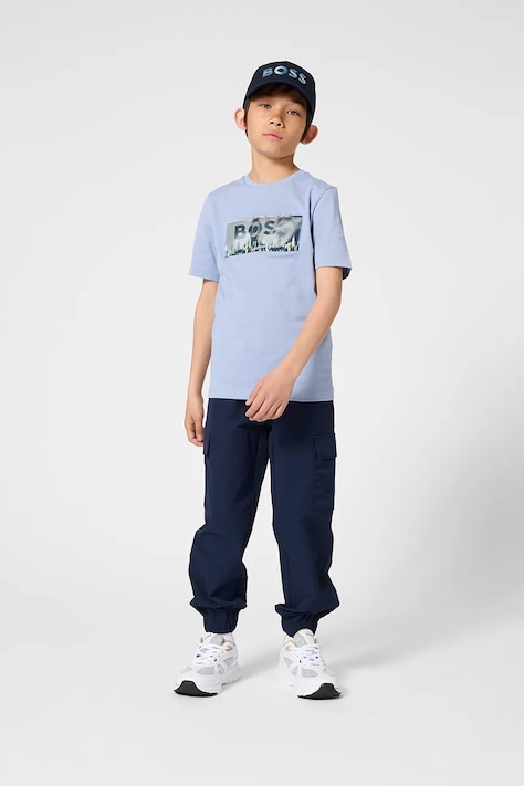 BOSS t-shirt bawełniany dziecięcy kolor szary z nadrukiem J52989