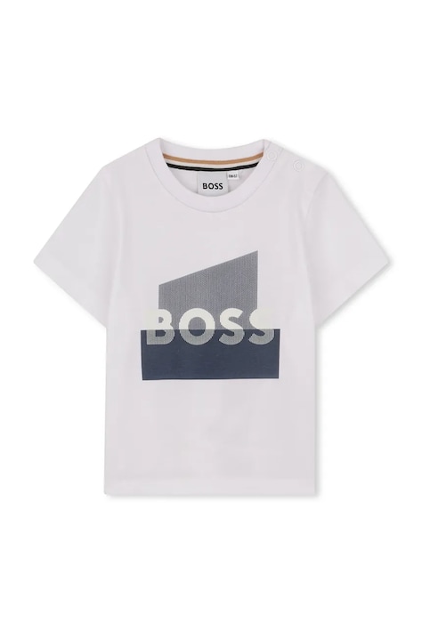 BOSS t-shirt bawełniany niemowlęcy kolor biały z nadrukiem J52879