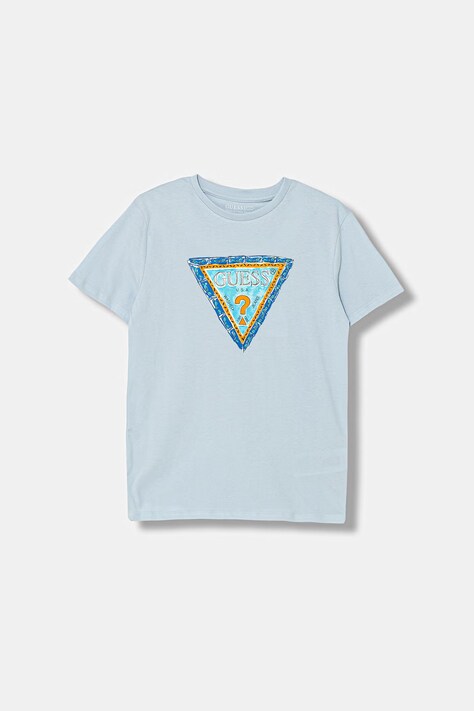 Guess t-shirt bawełniany dziecięcy kolor niebieski z nadrukiem L6GI00 K8HM4