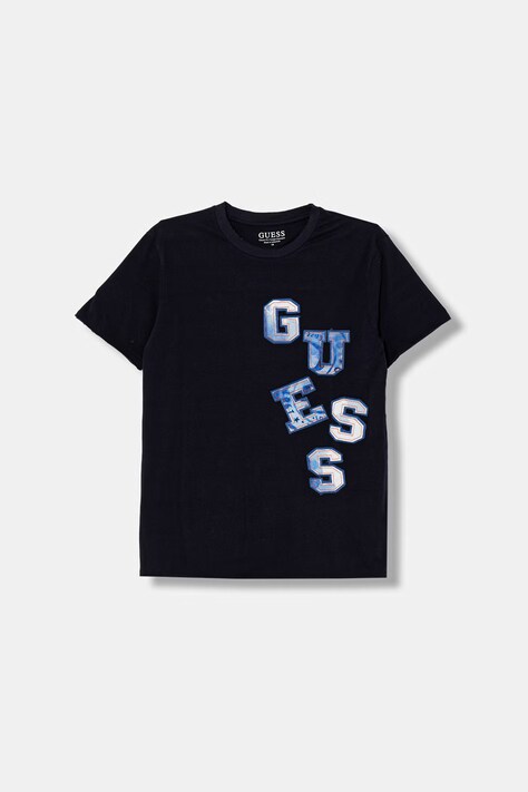 Guess t-shirt bawełniany dziecięcy kolor granatowy gładki L6GI02 K8HM4