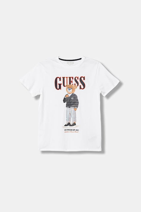 Guess t-shirt bawełniany dziecięcy kolor biały z nadrukiem L6GI09 K8HM4
