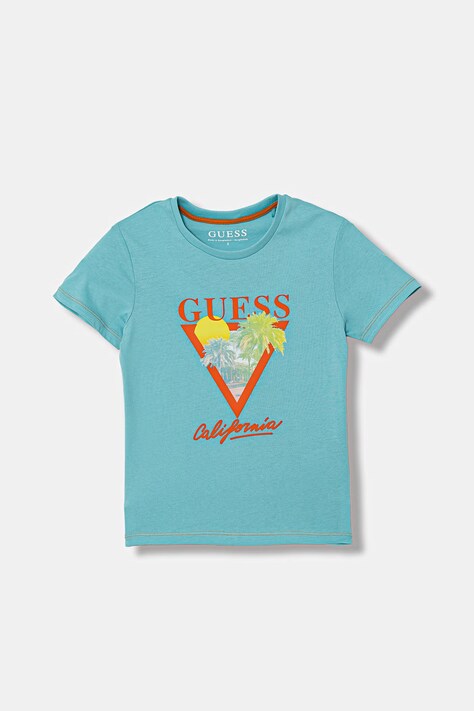 Guess t-shirt dziecięcy bawełniany niebieski N6GI10 K8HM4
