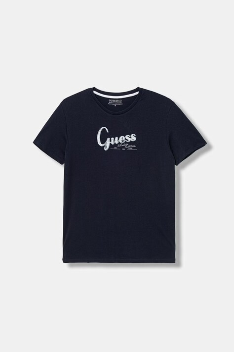 Guess t-shirt bawełniany dziecięcy kolor granatowy z nadrukiem L6GI01 K8HM4