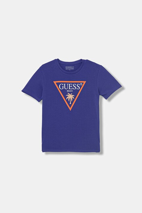 Guess t-shirt dziecięcy bawełniany z elastanem fioletowy L6GI27 J1314