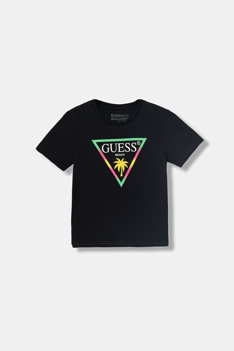 Guess t-shirt dziecięcy bawełniany z elastanem czarny L6GI27 J1314
