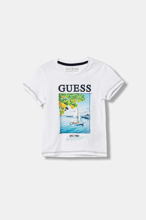 Guess t-shirt bawełniany dziecięcy kolor biały z nadrukiem N6GI07 K8HM4