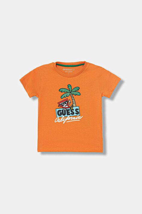 Guess t-shirt dziecięcy bawełniany pomarańczowy N6GI12 K8HM4