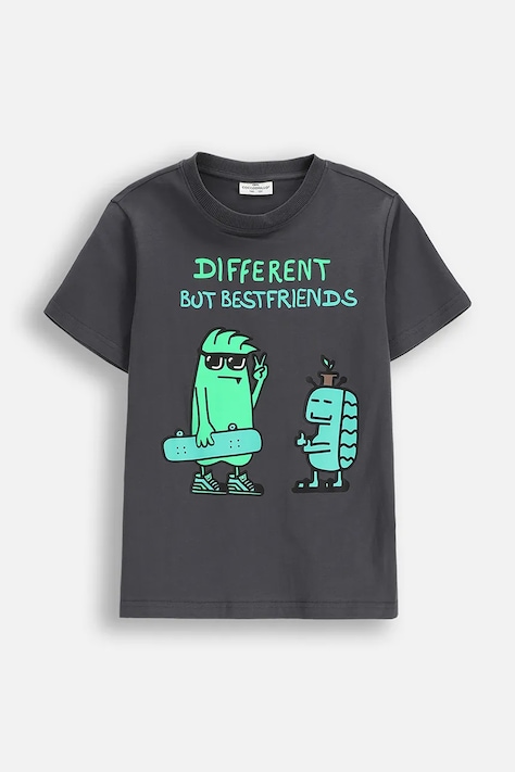 Dječja pamučna majica kratkih rukava Coccodrillo boja: siva, s tiskom, EVERYDAY BOY