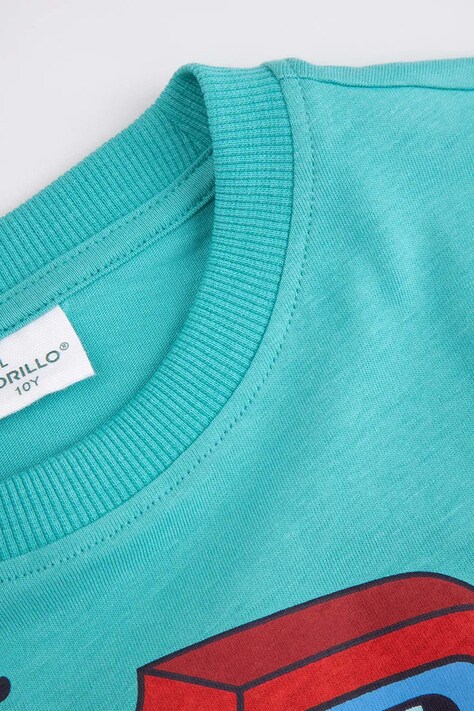 Coccodrillo t-shirt bawełniany dziecięcy kolor turkusowy z nadrukiem EVERYDAY BOY