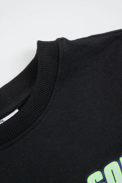 Coccodrillo t-shirt bawełniany dziecięcy kolor czarny z nadrukiem EVERYDAY BOY