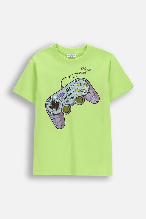 Coccodrillo t-shirt bawełniany dziecięcy kolor zielony z nadrukiem EVERYDAY BOY