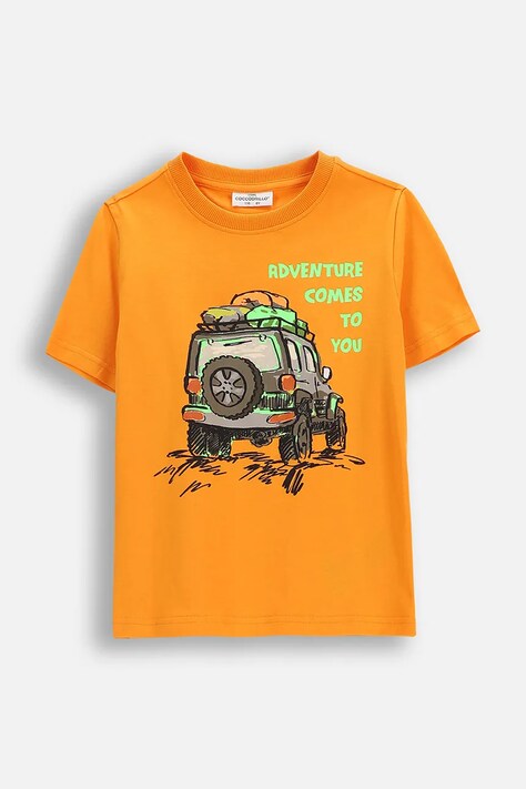 Dětské bavlněné tričko Coccodrillo oranžová barva, s potiskem, EVERYDAY BOY