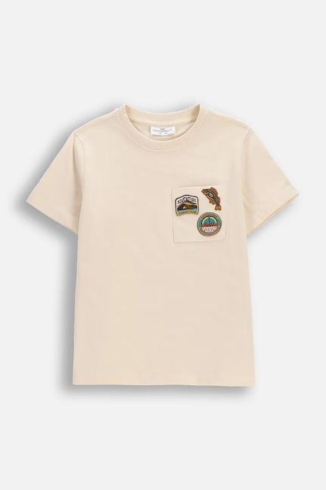 Coccodrillo tricou de bumbac pentru copii culoarea bej, cu imprimeu, FISHING CLUB BOY KIDS