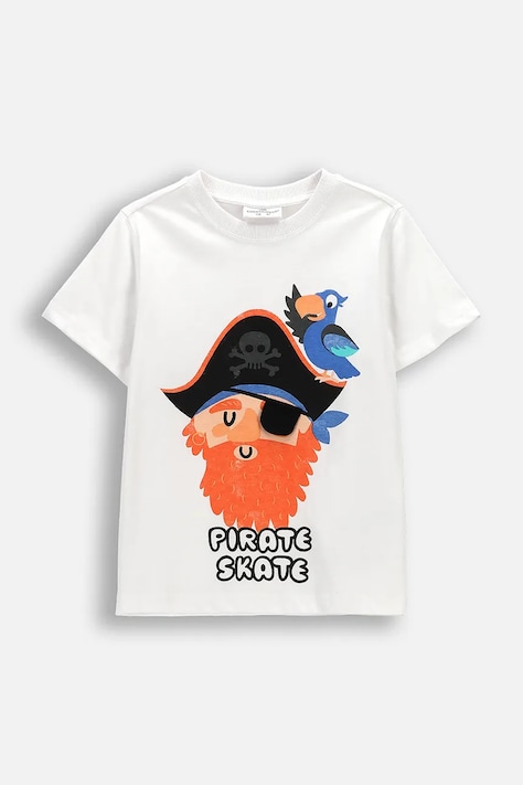 Detské tričko Coccodrillo biela farba, vzorované, REBEL PIRATE BOY KIDS