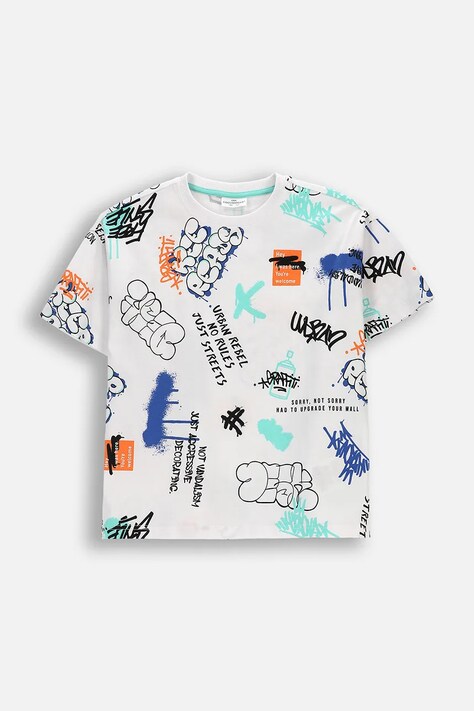 Coccodrillo t-shirt bawełniany dziecięcy kolor biały z nadrukiem REBEL SKATER BOY JUNIOR