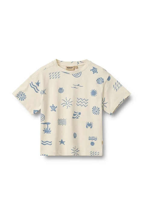 Wheat t-shirt basic dziecięcy bawełniany beżowy 2099-159-GOTS
