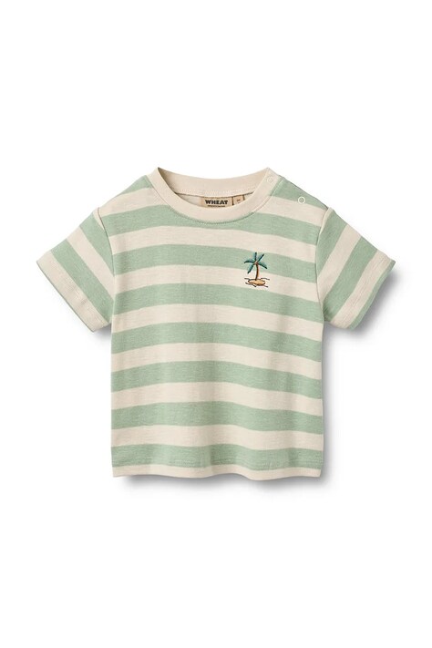 Wheat t-shirt bawełniany niemowlęcy kolor zielony wzorzysty 6172-108S-GOTS