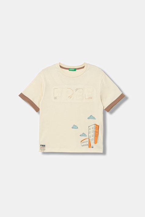 United Colors of Benetton T-shirt per bambini in cotone beige 3I1XG10LZ