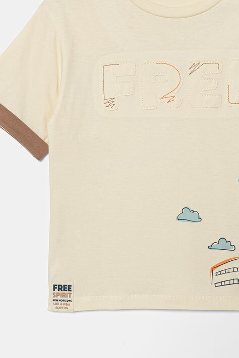 United Colors of Benetton футболка дитяча бавовняна — SS26-TSB0GE, бежевий — фото 3