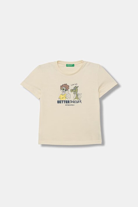 United Colors of Benetton T-shirt per bambini in cotone beige 3I1XG10MA