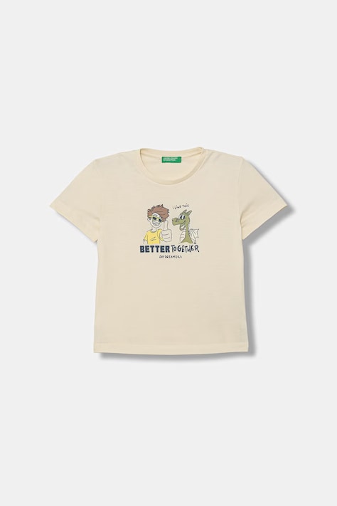 United Colors of Benetton T-shirt per bambini in cotone beige 3I1XG10MA