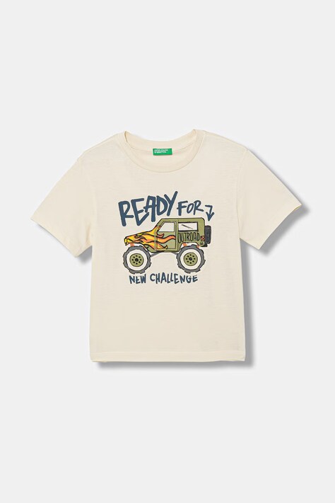 United Colors of Benetton t-shirt dziecięcy bawełniany beżowy 3I1XG10MF
