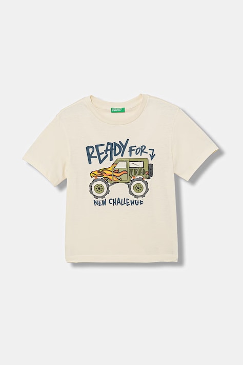 United Colors of Benetton t-shirt dziecięcy bawełniany beżowy 3I1XG10MF