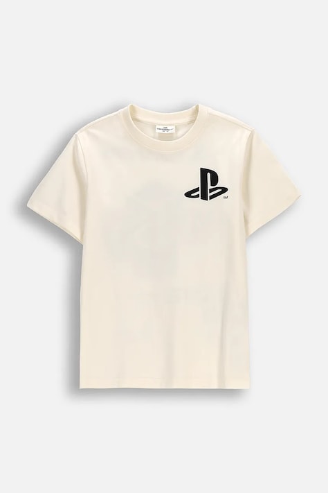 Coccodrillo t-shirt dziecięcy bawełniany beżowy LICENCE BOY