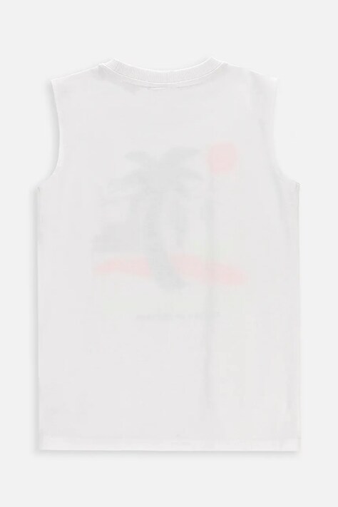 Coccodrillo T-shirt bez rękawów dziecięcy bawełniany biały EVERYDAY BOY