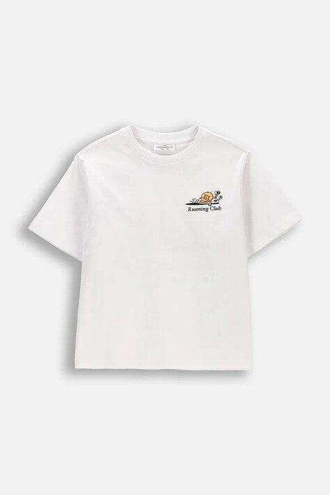 Coccodrillo T-shirt dziecięcy bawełniany biały I RUN FAST BOY KIDS
