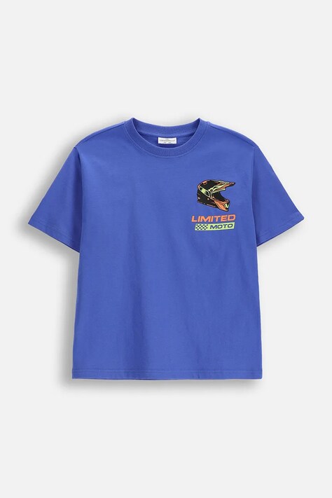 Coccodrillo T-shirt dziecięcy bawełniany niebieski HIT THE ROAD BOY JUNIOR