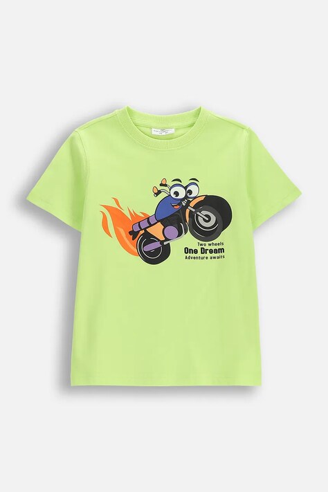 Coccodrillo T-shirt dziecięcy bawełniany zielony HIT THE ROAD BOY KIDS