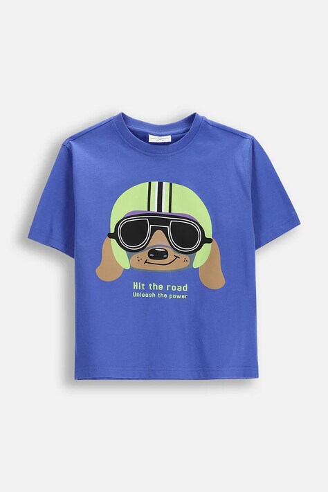 Coccodrillo tričko detské bavlnené modré HIT THE ROAD BOY KIDS