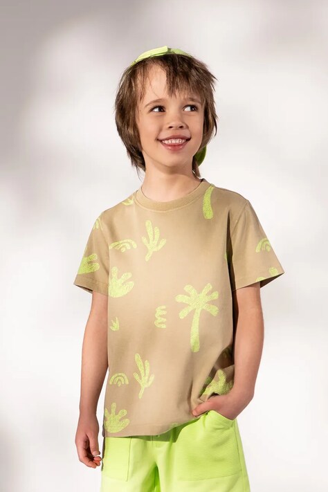 Coccodrillo tričko detské bavlnené béžové TAKE ME TO THE HOLIDAY BOY KIDS