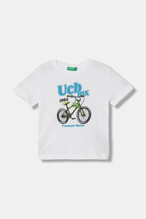 United Colors of Benetton T-shirt dziecięcy bawełniany biały 3I1XG10MX