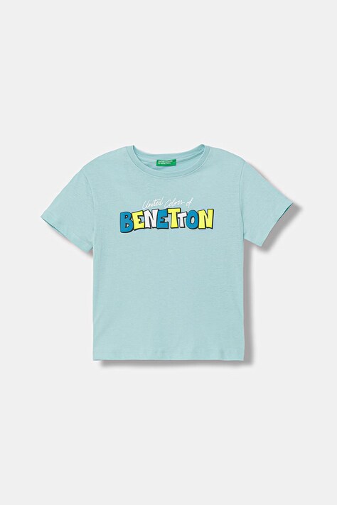 United Colors of Benetton tricou pentru copii, din bumbac turcoaz 3I1XG10MX