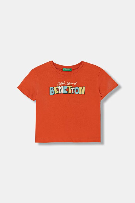 United Colors of Benetton T-shirt dziecięcy bawełniany pomarańczowy 3I1XG10MX