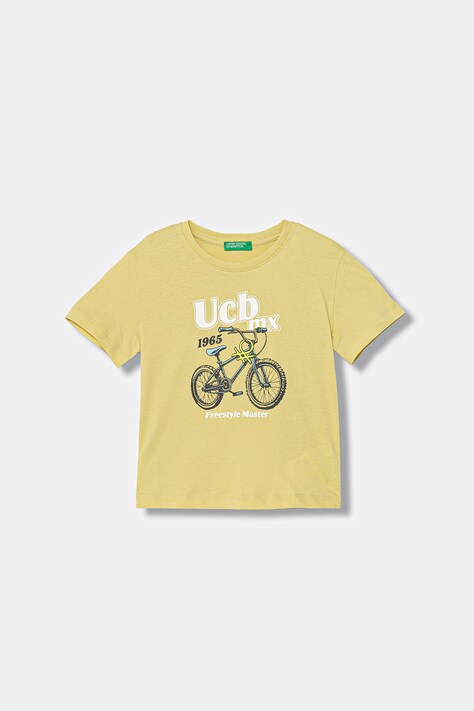 United Colors of Benetton T-shirt dziecięcy bawełniany zielony 3I1XG10MX