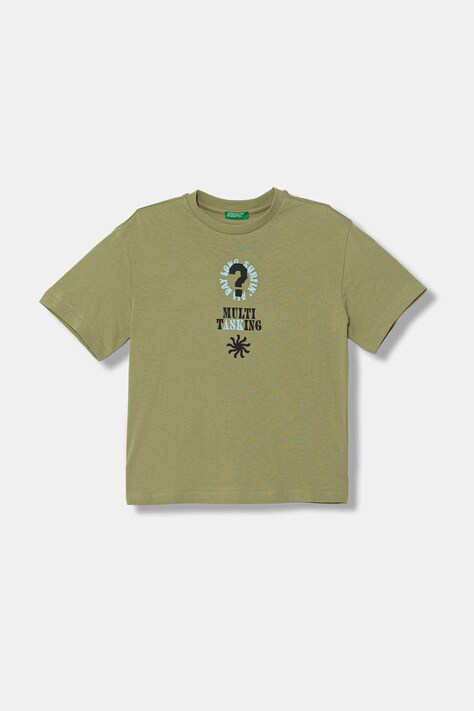 United Colors of Benetton T-shirt dziecięcy bawełniany zielony 3I1XC10TY