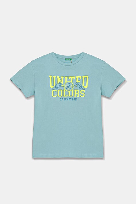 United Colors of Benetton tricou pentru copii din bumbac turcoaz 3I1XC10TF
