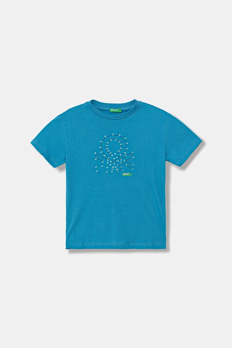 United Colors of Benetton tricou pentru copii, din bumbac albastru 3I1XC10TF