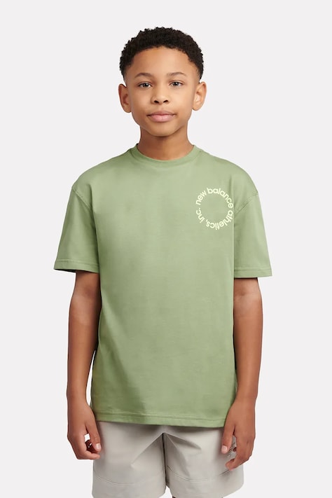 New Balance тениска дамска от памук зелена LAKB0177