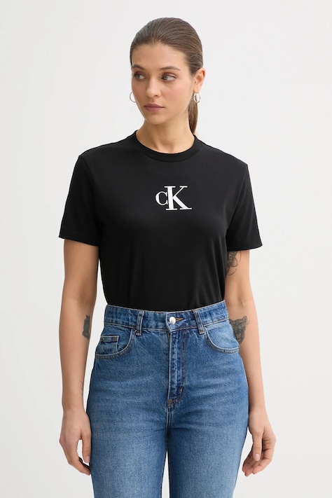 Βαμβακερό μπλουζάκι Calvin Klein Jeans χρώμα: μαύρο, LV047E804G