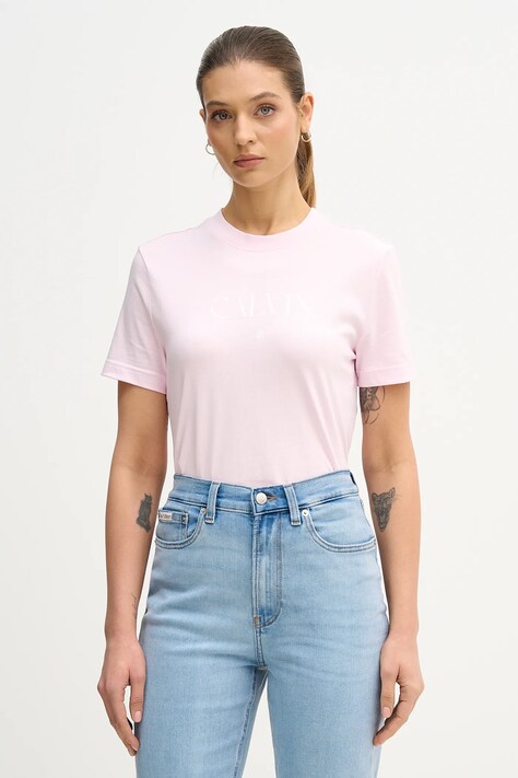 Calvin Klein Jeans t-shirt bawełniany damski kolor różowy LV047E813G