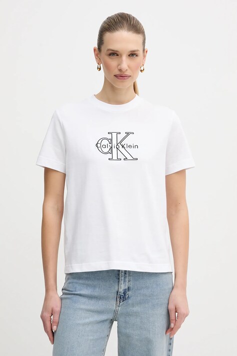 Calvin Klein Jeans t-shirt bawełniany damski kolor biały LV047E819G