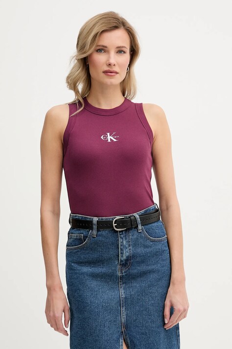 Top Calvin Klein Jeans fialová farba, LV047E200G