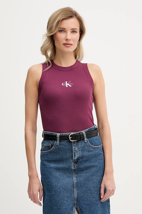 Top Calvin Klein Jeans fialová farba, LV047E200G